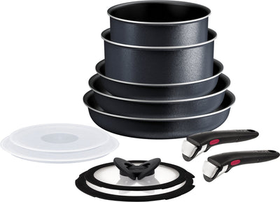 Tefal ingenio so light - set de casseroles - 11 pièces - induction - empilable - poignées amovibles - peu encombrant