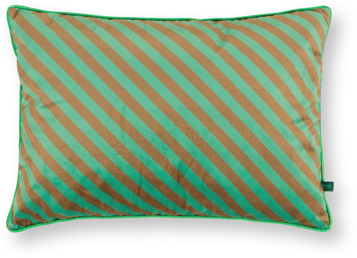 Pip studio coussin décoratif block stripes - coussin pour le salon - vert - 35x50cm