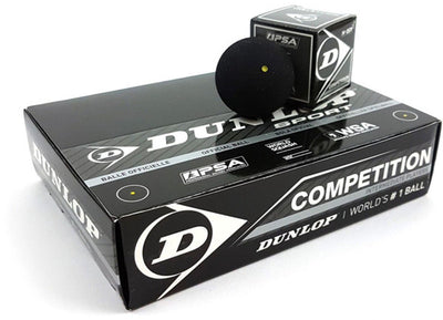 Balles de squash de compétition Dunlop point jaune - noir - 12 pièces