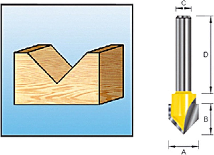 Accessoires Makita fraise à rainure en V hm 12.7mm s=8 - d-10752