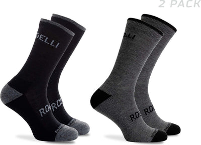 Rogelli chaussettes de cyclisme en laine mérinos - lot de 2 - noir gris - 36 39