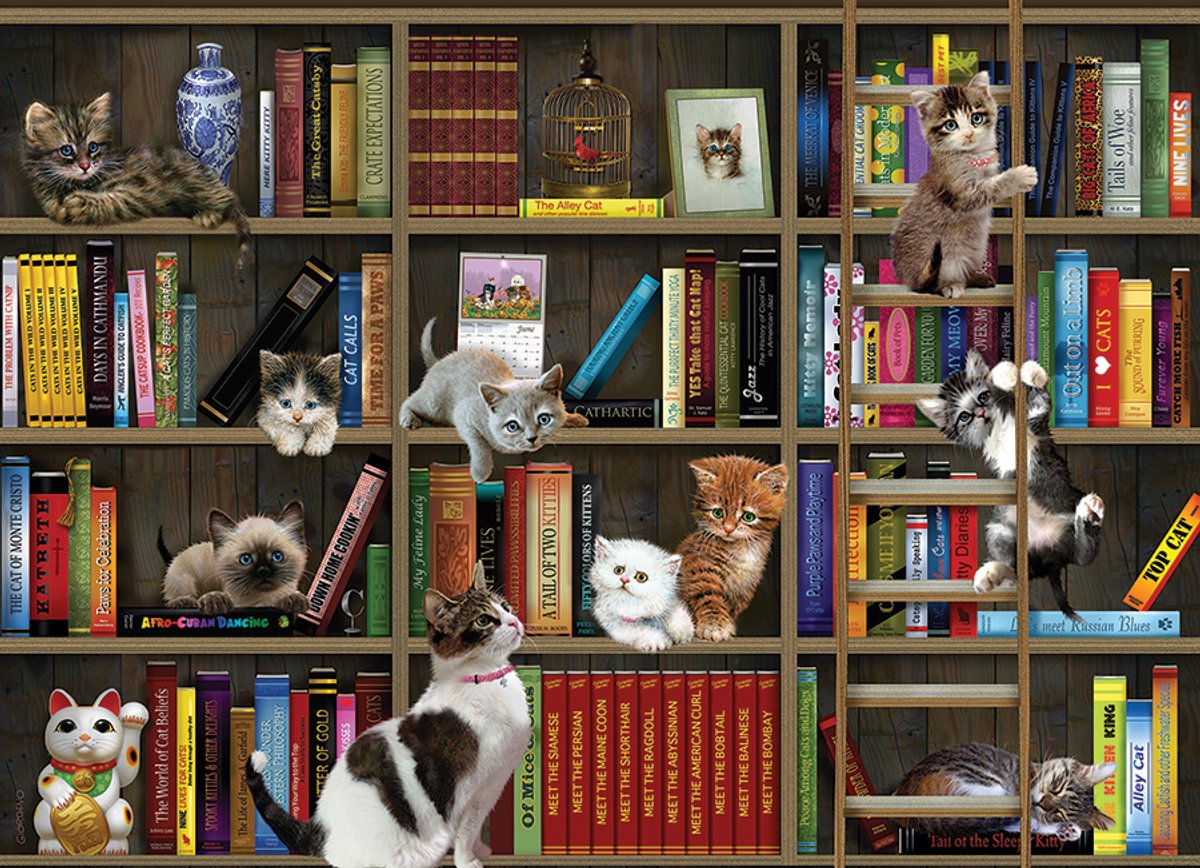 Bibliothèque de chats Cobble Hill Puzzle - Puzzle de 1000 pièces.