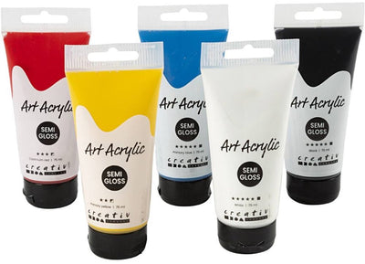 Creativ Company Pigment Art Acrylic Paint Couleurs primaires, 5x75 ml
