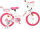 Vélo enfant licorne Volare - filles - 16 pouces - blanc