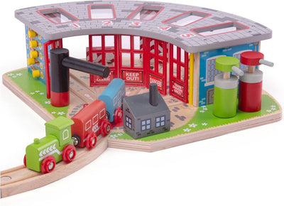 Bigjigs Wooden Rails Luxury Remise pour 5 trains
