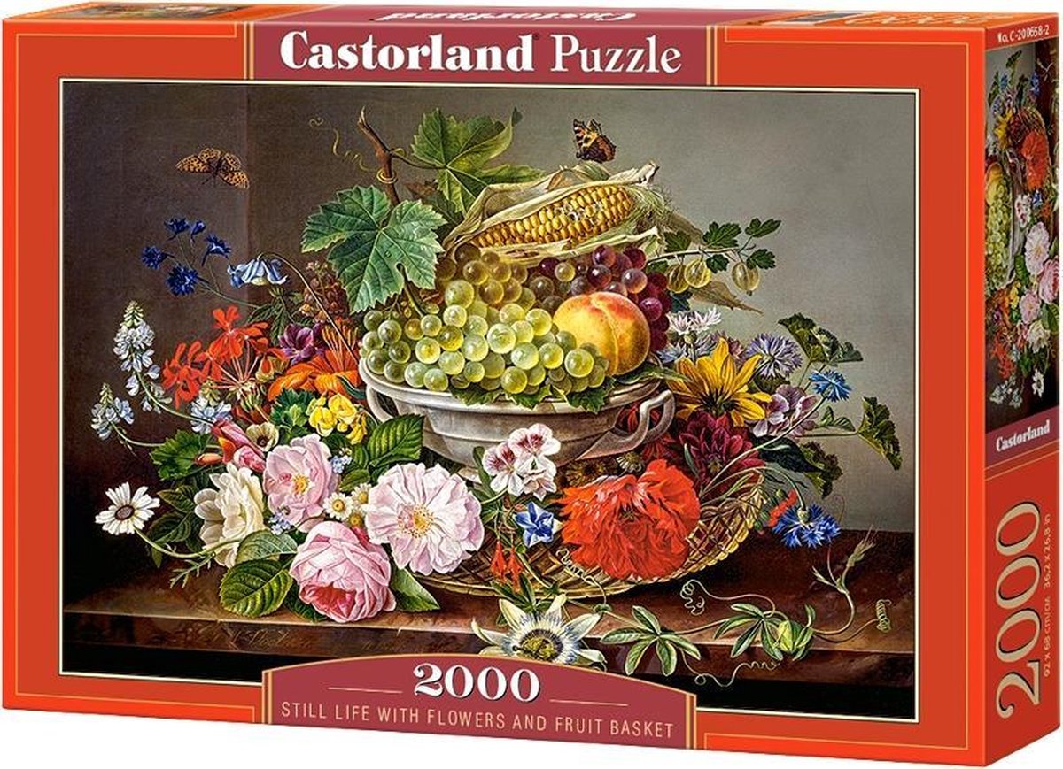Castorland Nature morte avec fleurs et corbeille de fruits – puzzle – 2 000 pièces – finition satinée – ajustement parfait – qualité européenne