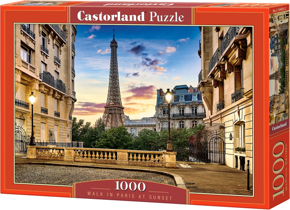 Castorland promenade à paris au coucher du soleil – puzzle – 1000 pièces – finition satinée – ajustement parfait – qualité européenne