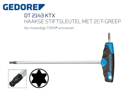 Clé hexagonale coudée Gedore avec poignée 2c-t pour vis torx internes - t25 - m4,5-m5