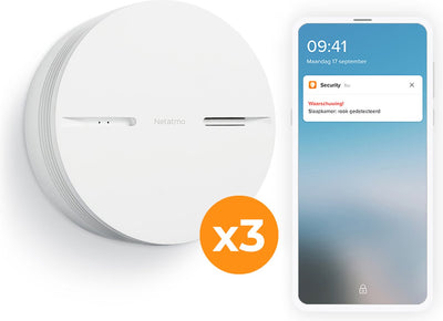 Détecteur de fumée intelligent Netatmo avec WiFi - détecteur de fumée intelligent - fonctionne avec Google Home Apple Home Kit - connectable - batterie 10 ans - 3 pièces