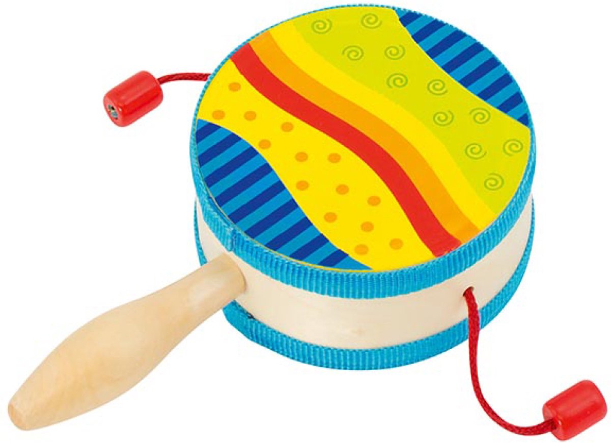 Tambour de mendiant Goki - peau naturelle - faire de la musique - bois - 2 ans