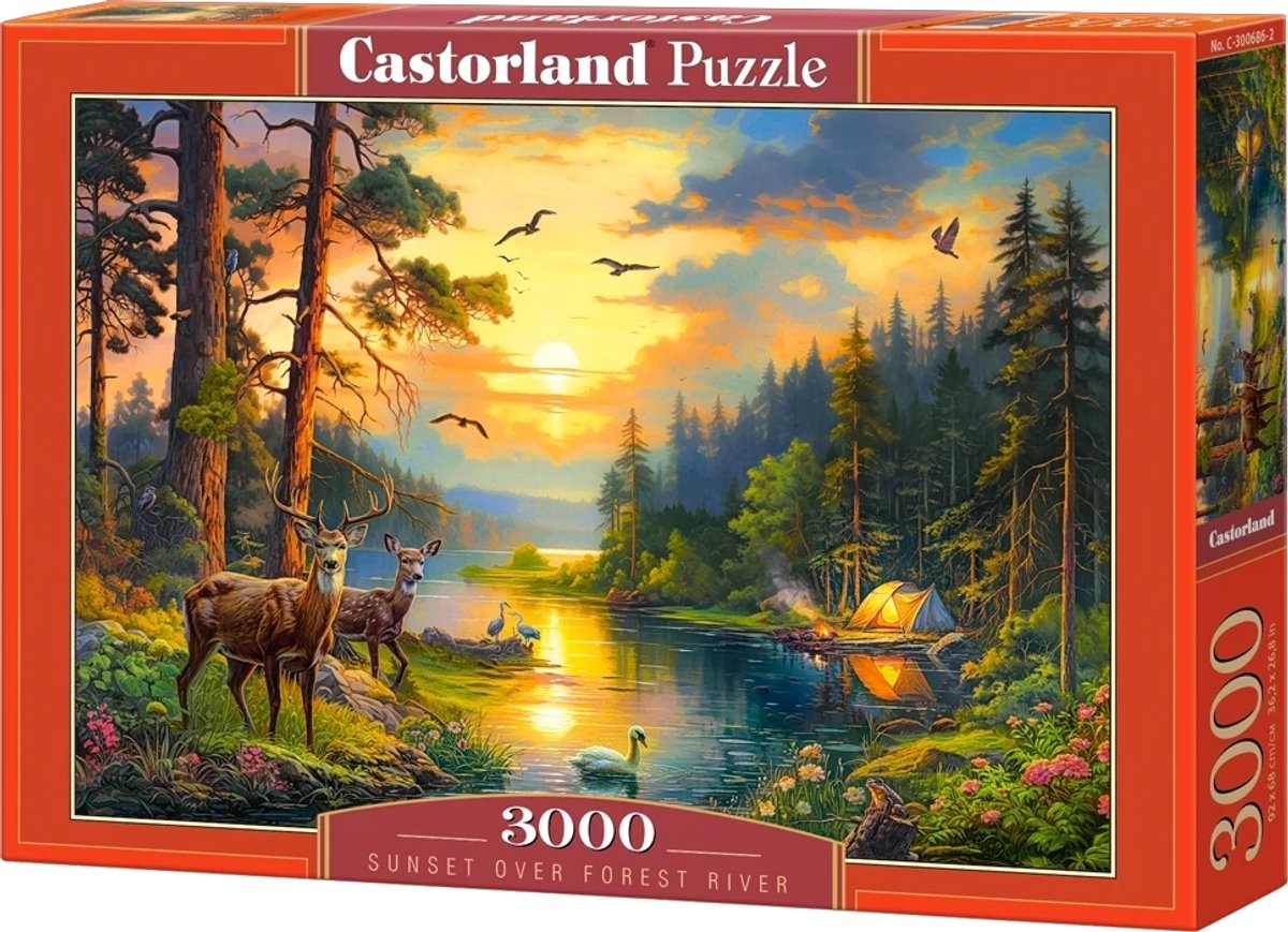 Castorland coucher de soleil sur rivière forestière – puzzle – 3000 pièces – finition satinée – ajustement parfait – qualité européenne