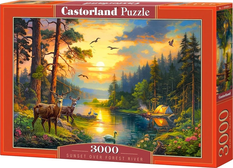 Castorland coucher de soleil sur rivière forestière – puzzle – 3000 pièces – finition satinée – ajustement parfait – qualité européenne