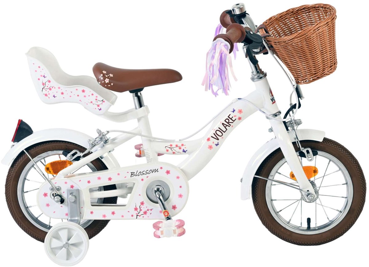 Volare Blossom Children's Bicycle Girls 12 pouces blancs blancs de deux mains