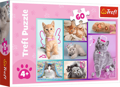 Puzzle Trefl - Chats mignons - 60 pièces - Carton coloré.