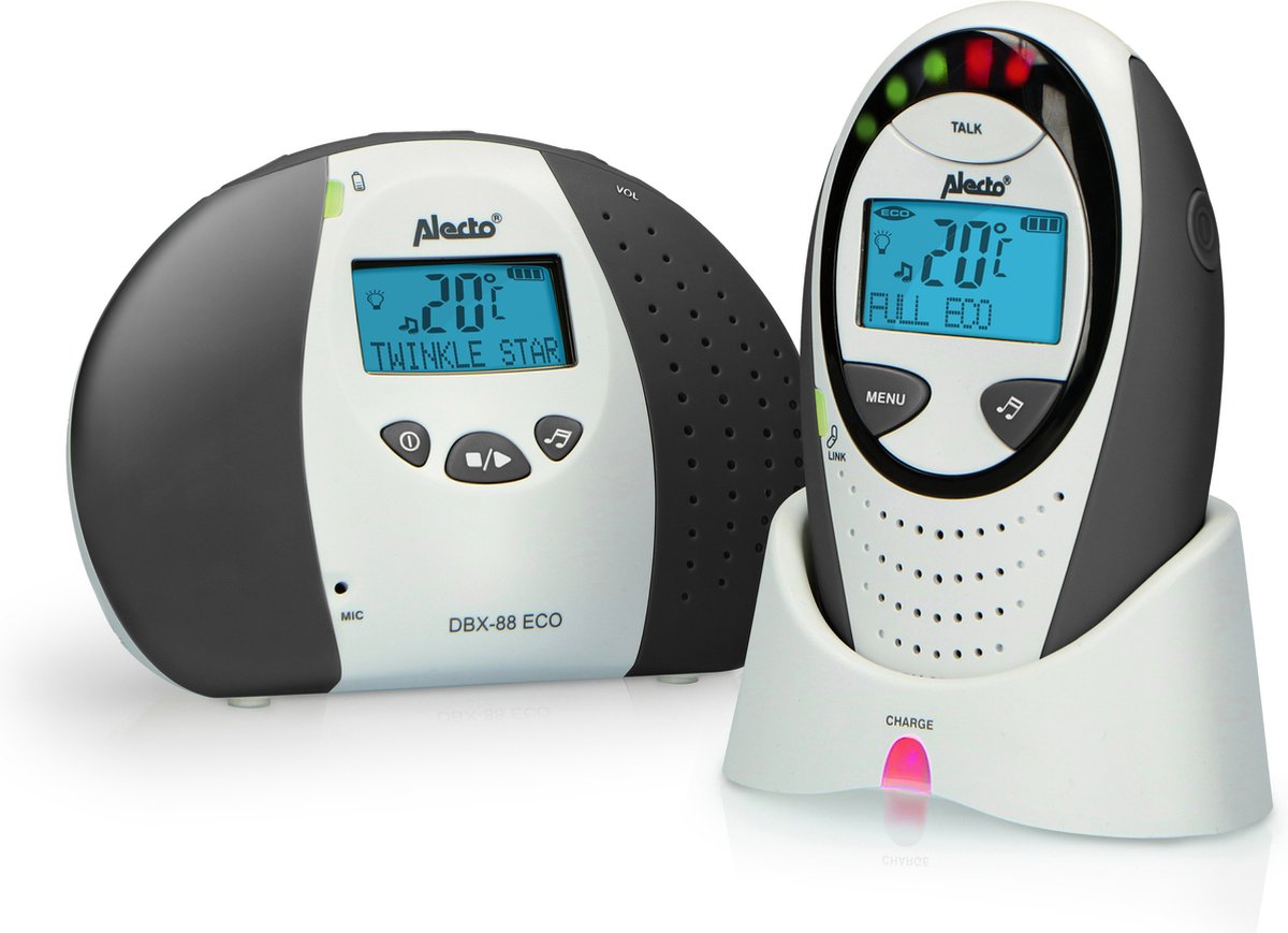 Alecto dbx-88 limited - écoute-bébé full eco dect avec écran - anthracite