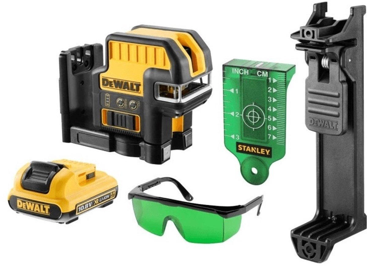 Dewalt dce0825d1g Batterie li-ion 10,8 V Ensemble laser à points de lignes croisés à nivellement automatique (batterie 1x 2,0 Ah) dans un étui