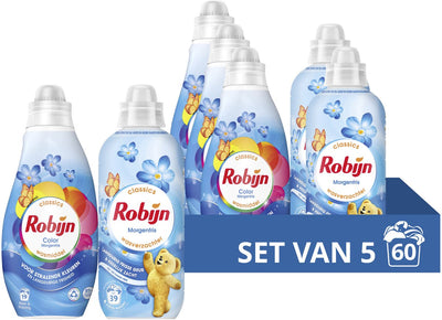 Ensemble de lessive et d'assouplissant Robijn Perfect Match - Fraîcheur du matin - 5 pièces - (60 lavages) - Pack économique