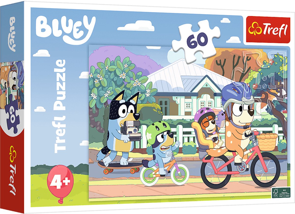 Trefl puzzle bluey - un jeu d'enfant joyeux 60 pièces.