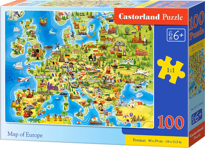 Carte Castorland de l'Europe – puzzle – 100 pièces – éducatif – qualité premium