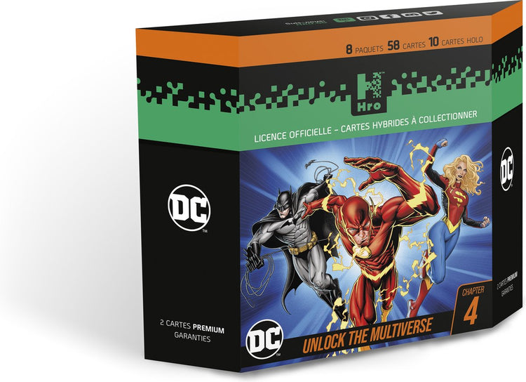 Hro dc - le pack premium flash 8-pack - cartes à collectionner - dc comics - 58 cartes à collectionner (2 cartes de poursuite bonus) - chapitre 4