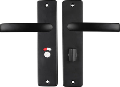 Poignée de porte Starx noire - ferrure de porte - bouclier de porte avec fermeture de toilettes (wc57 - 5) - bloc de poignée de porte