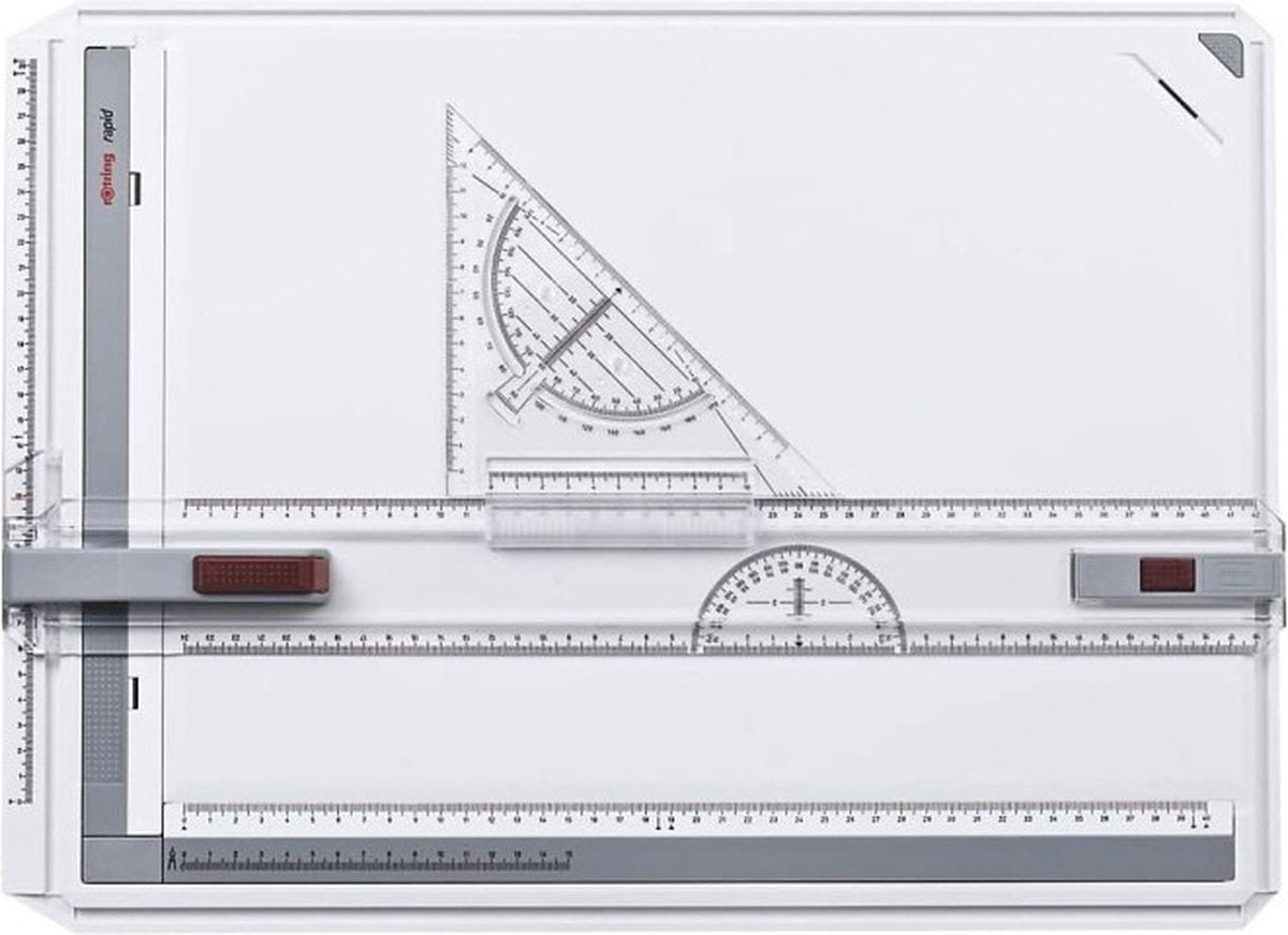 Table à dessin rapide Rotring avec mallette de lecture | règle, compas et équerre intégrés | planche à dessin format a3