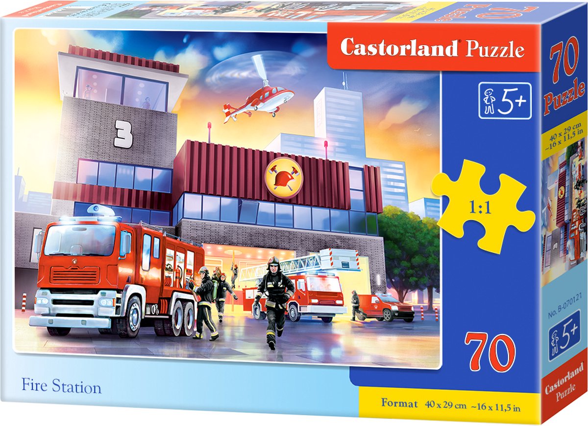 Caserne de pompiers Castorland – puzzle – 70 pièces – pompiers – qualité premium