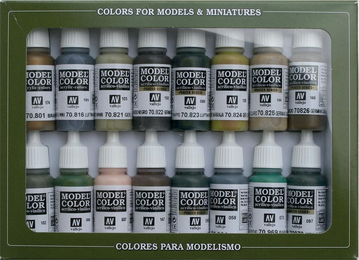 Vallejo model color set camouflage allemand seconde guerre mondiale - 16 couleurs - 17ml - 70114