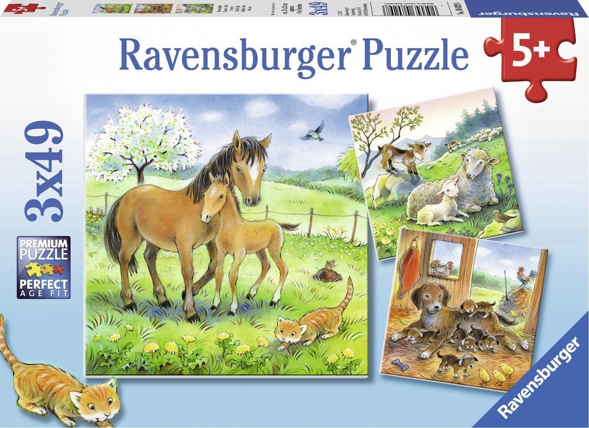 Ravensburger puzzle Câlins - 3x49 pièces - puzzle pour enfants
