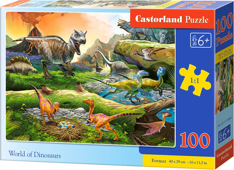 Castorland Le monde des dinosaures – puzzle – 100 pièces – dinosaures – qualité premium