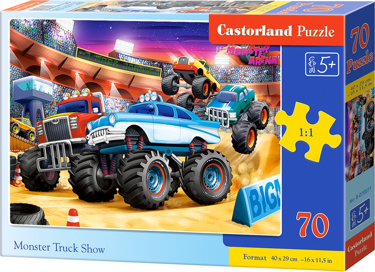 Castorland monster truck show – puzzle – 70 pièces – véhicules – qualité premium