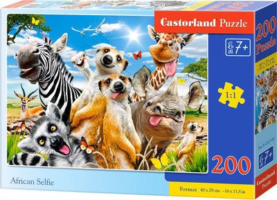 Castorland selfie africain – puzzle – 200 pièces – animaux – qualité premium