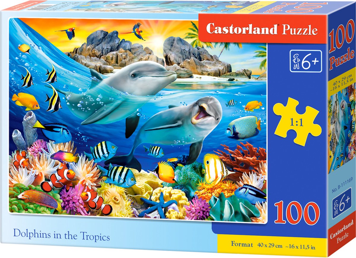 Castorland Dauphins sous les tropiques – puzzle – 100 pièces – dauphins – qualité premium