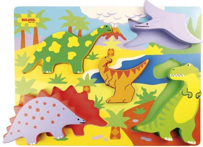 Bigjigs puzzle en bois dinosaure - 5 pcs.