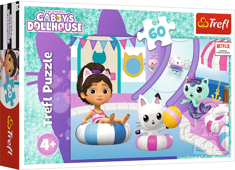 Trefl - puzzle 60 pcs. - gabby sur la piscine - monde du coton artificiel