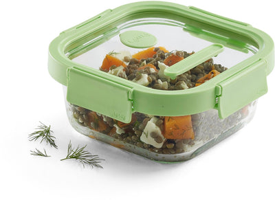 Lékué boîte de conservation alimentaire verre 800 ml - carrée - vert