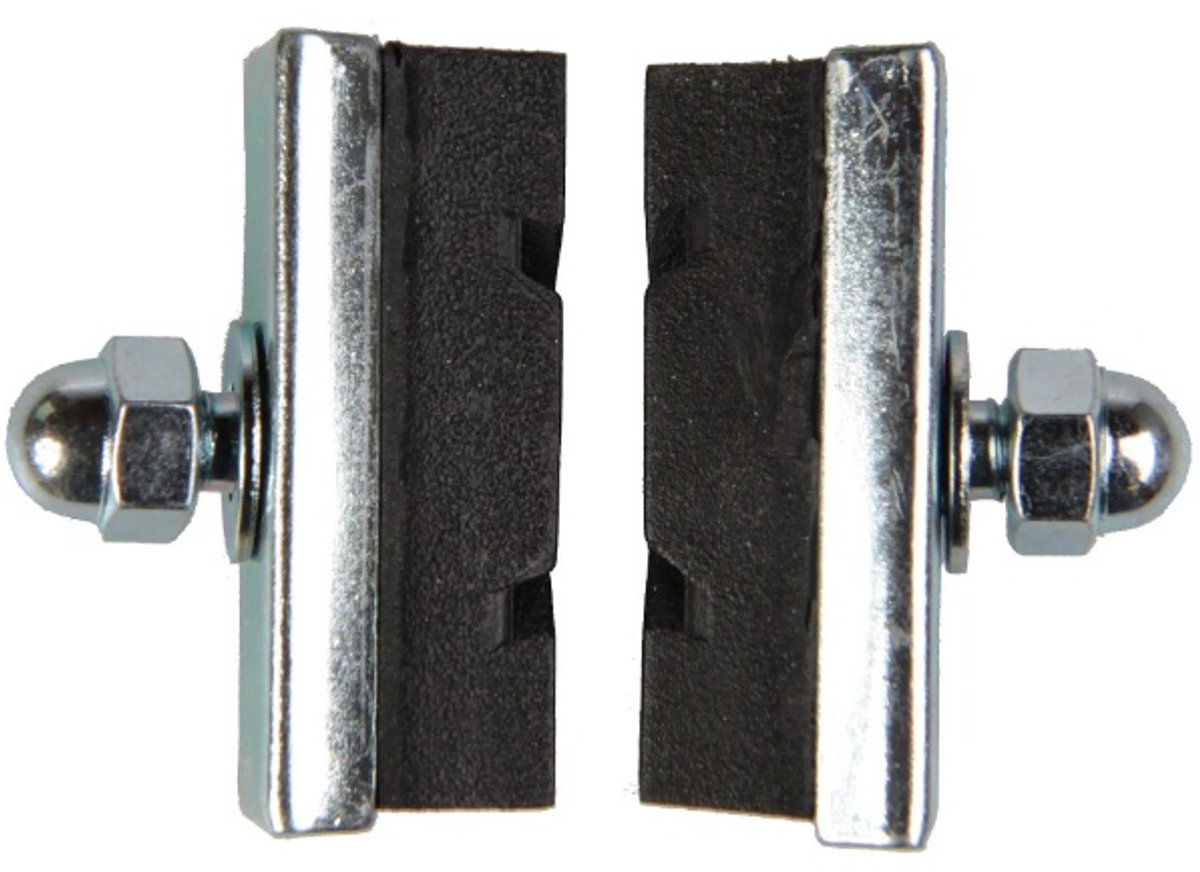 Dresco brake pads - for squeeze brakes - for front or rear brake - to be mounted with the button head nut - width 10mm - length 4cm - 2 pieces