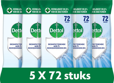 Lingettes nettoyantes désinfectantes Dettol - nettoyant - 72 pièces - 5 pièces - pack économique