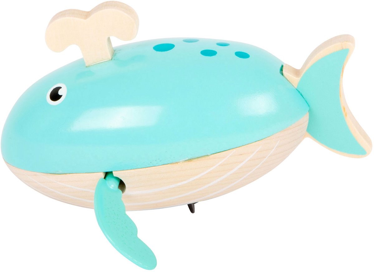 Petits jouets de bain à pied excitable baleine en bois excitable