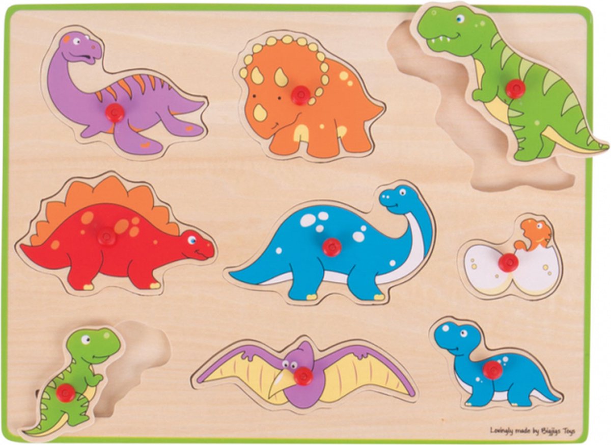 Bigjigs dinos de puzzle en bois en bois, 9dlg.