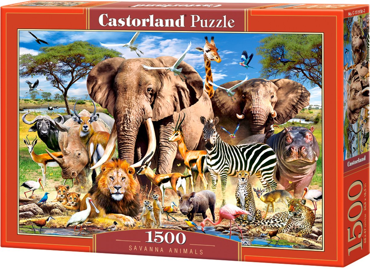 Animaux de la savane de Castorland – puzzle – 1 500 pièces – finition satinée – ajustement parfait – qualité européenne