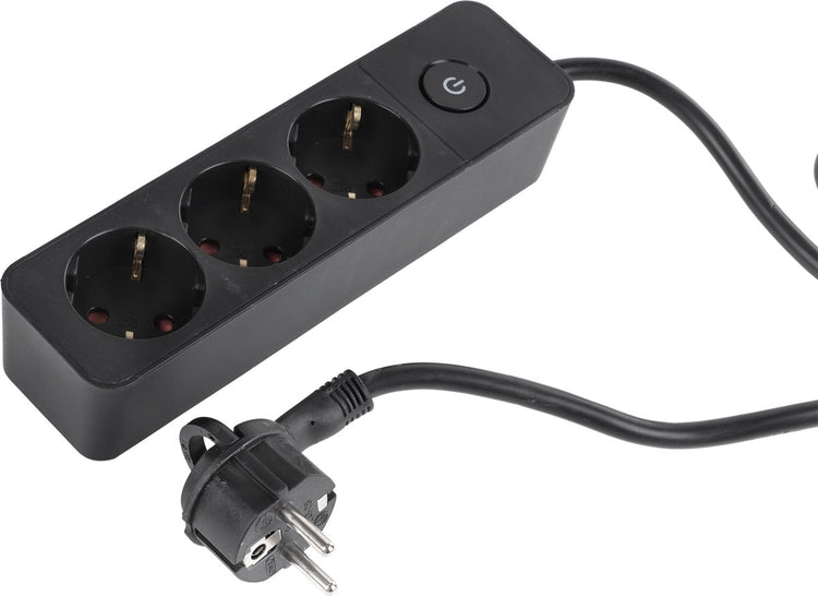 Prise Q-link - 3 voies - avec interrupteur - plate - 3 x 1,5 mm² - 1,5 m - PVC - noir