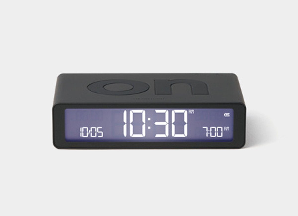 Lexon flip classic on off réveil rechargeable réversible - gris foncé