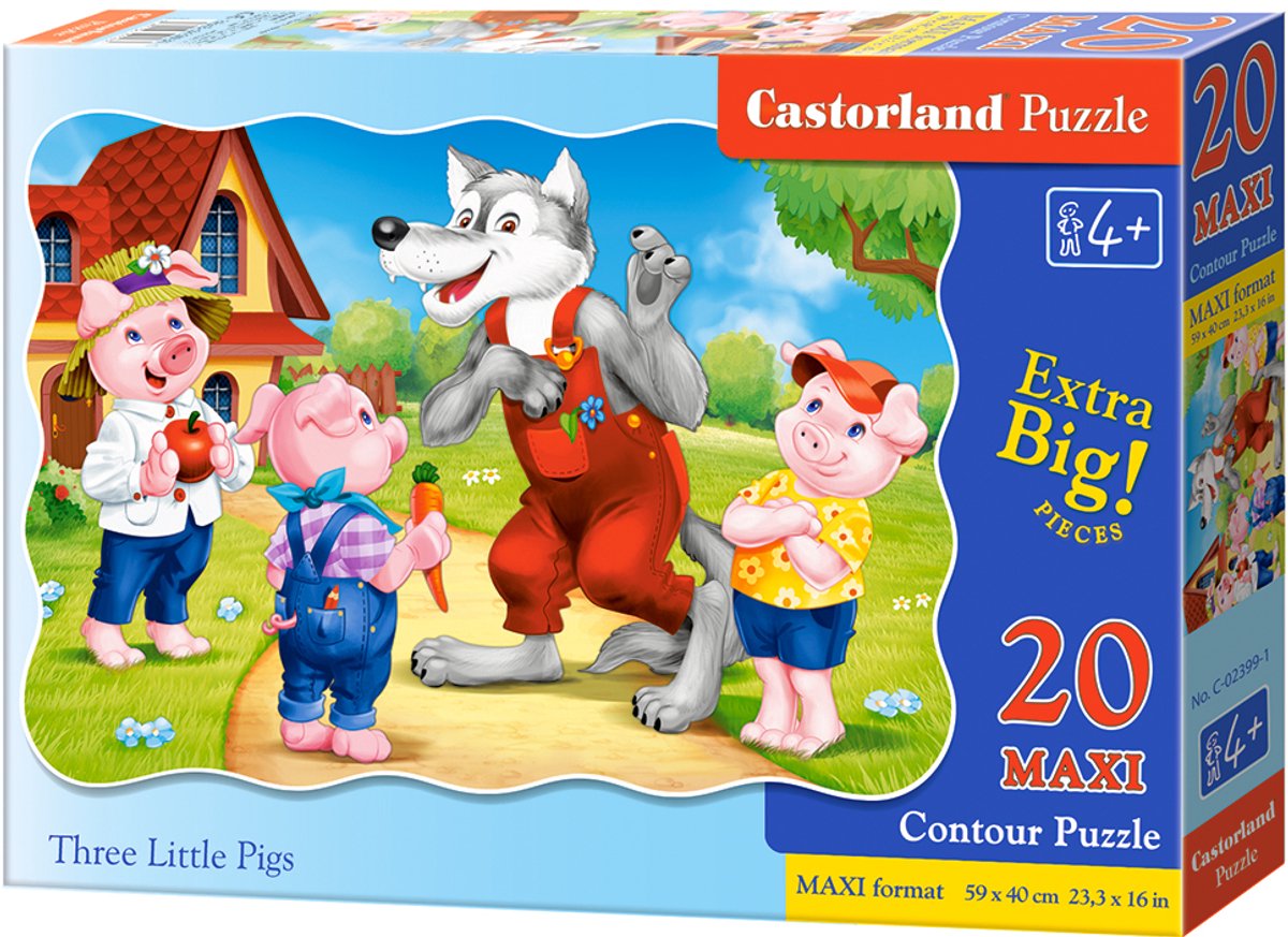 Castorland puzzle 20 maxi trois petits cochons