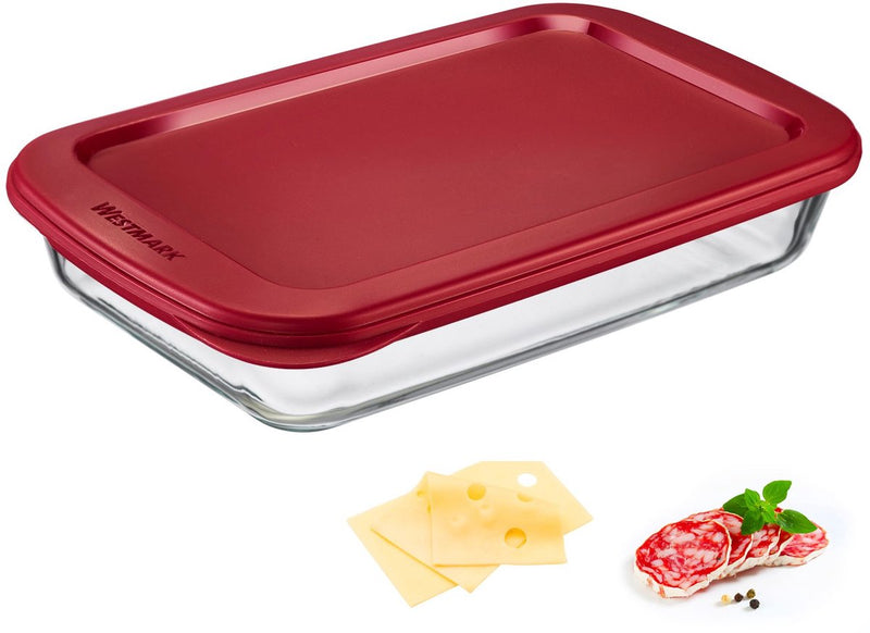 Bol en verre Westmark west pour produits carnés, capacité : 1600 ml, verre borosilicate, joint hermétique, verre plastique, rouge transparent, 235622e1