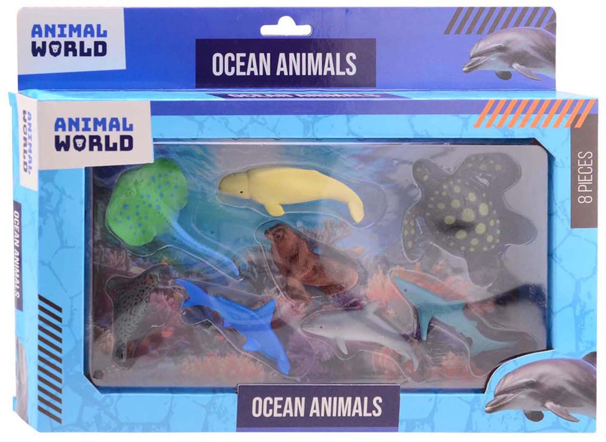 Monde animal Johntoy - ensemble de jeu d'animaux marins, 8 pièces.