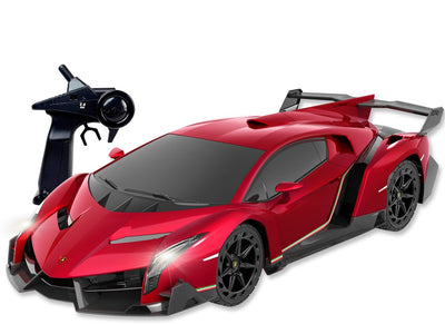 Gear2play rc lamborghini veneno rouge 1:12 - voiture contrôlable - 2,4 GHz avec éclairage