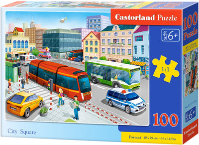 Place de la ville de Castorland – puzzle – 100 pièces – ville – qualité premium