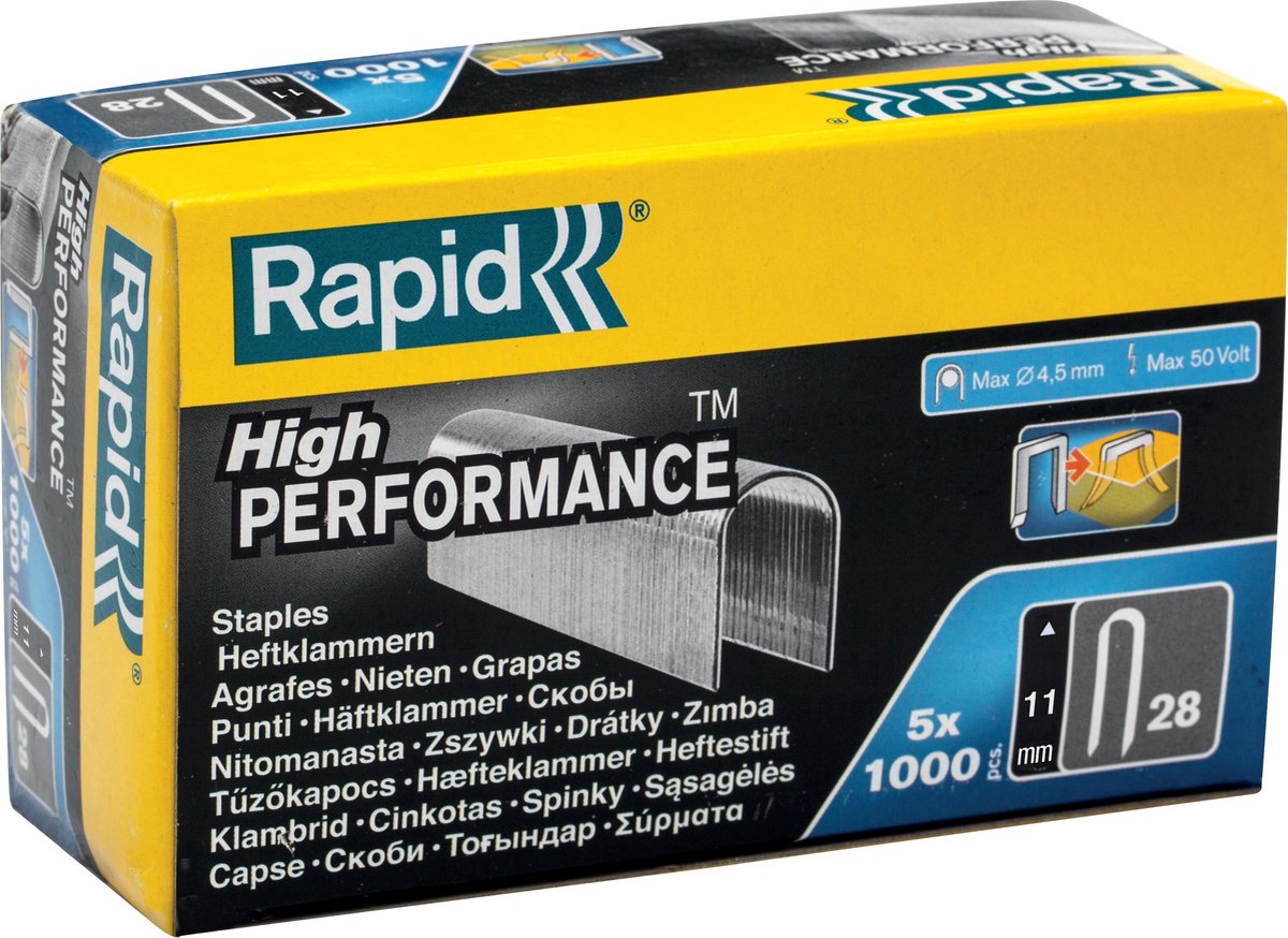 Agrafes pour câbles Rapid 11mm - type 28 - galvanisées (par 5000 pièces)