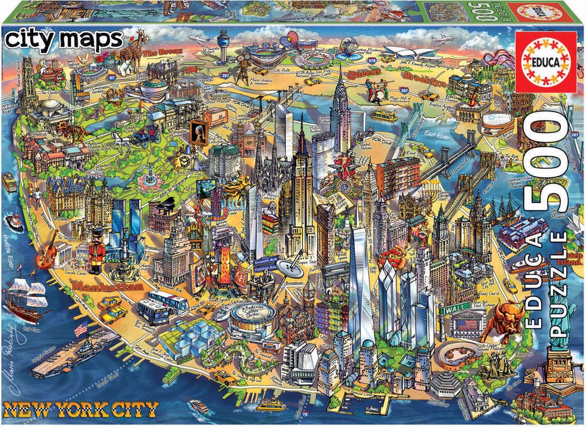 Educa - puzzle - 500 pièces - carte de new york